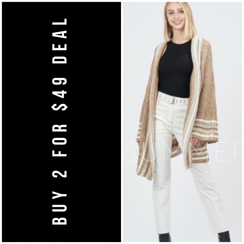 ❄️OATMEAL VARSITY STRIPED CARDIGAN